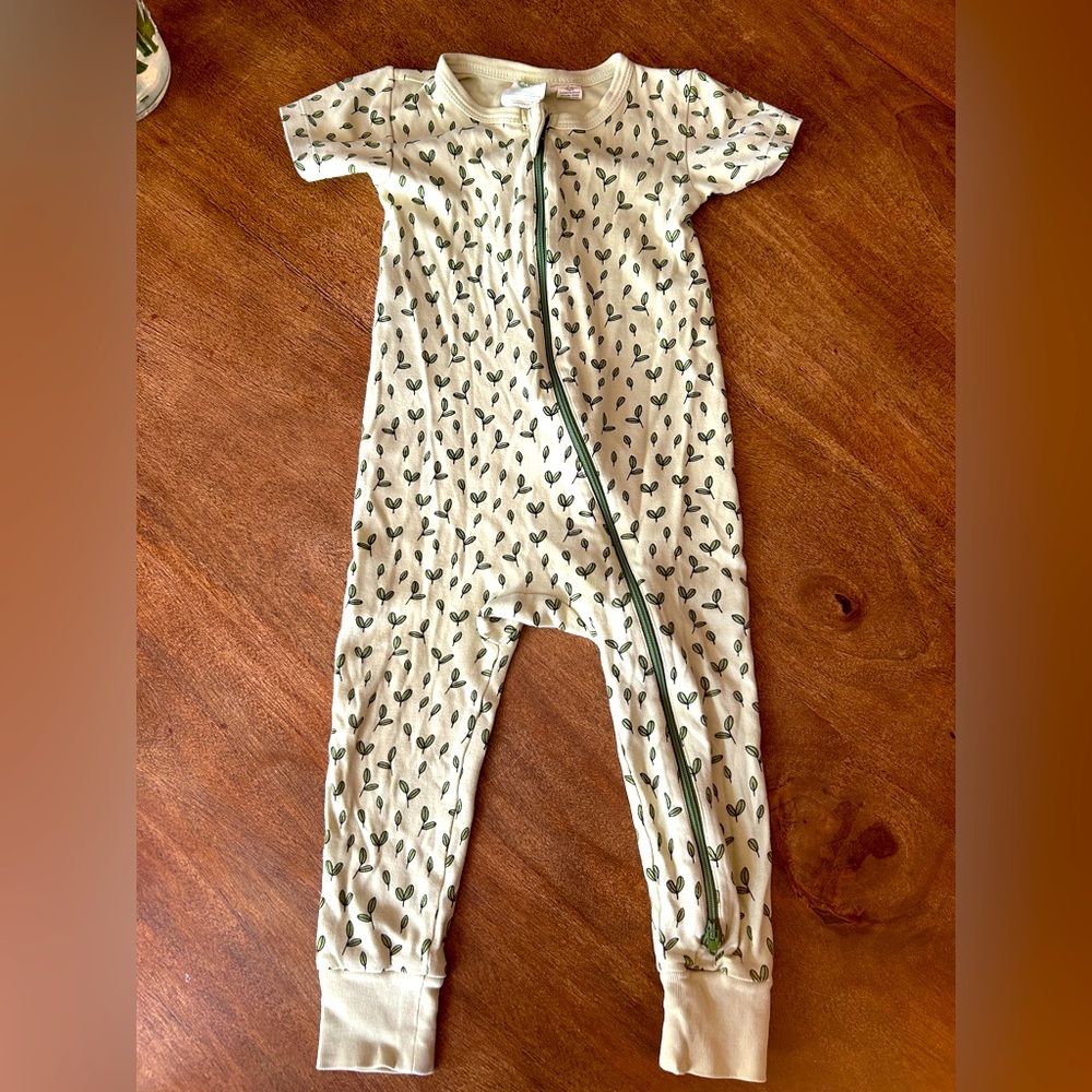 Parade Organics Signature Print ‘2-Way’ Zip Romper Short Sleeve